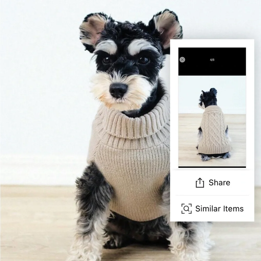 SHEIN Tan Cable Knit Dog Sweater